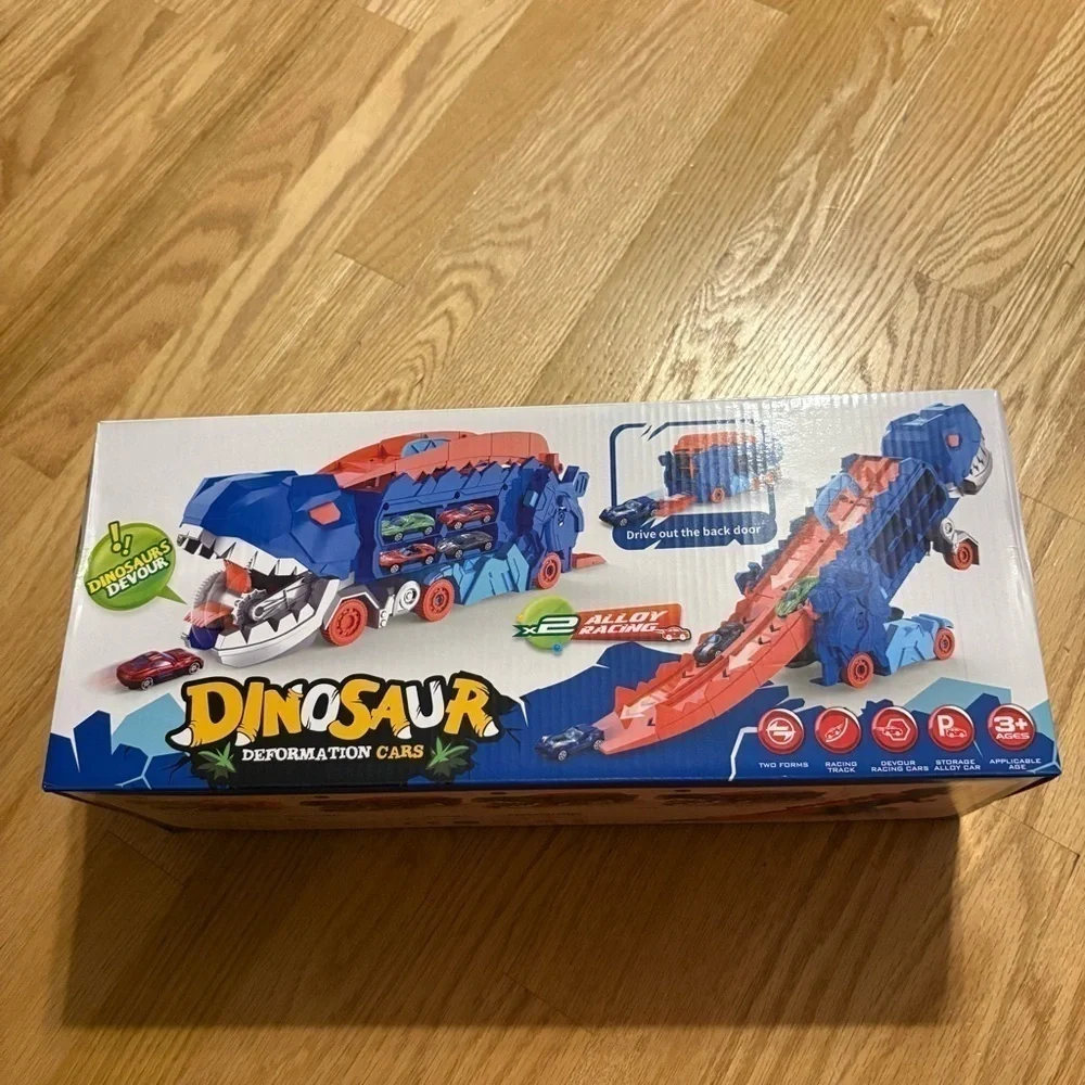 Dinosaur Deformation Cards Play Set NEW Car Carrier Red Blue Kids Toy
